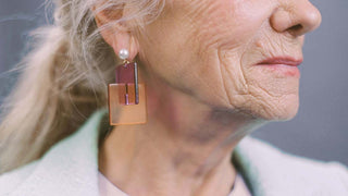 closeup of woman's cheek from side view showing facial wrinkles