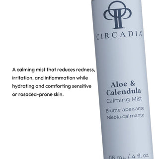 Circadia Aloe & Calendula Calming Mist 118ml bottle — calming facial spray that reduces redness, irritation, and inflammation for sensitive and rosacea-prone skin