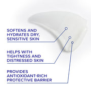 iS Clinical Sheald Recovery Balm white cream swipe with benefits: softens and hydrates dry sensitive skin, helps with tightness and distressed skin, and provides antioxidant-rich protective barrier