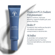 Circadia Aqua-Biotic Balancing Moisturizer tube with key ingredients: Hyafactor-PGA for moisture retention and elasticity, Biolin P prebiotic to reinforce the microbiota, and SK-Influx ceramide complex to strengthen the skin barrier