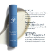 Circadia Revita-Cyte Complex Revitalizing Lotion 59ml blue bottle with key ingredients: EUK-134 antioxidant enzyme, Pepha-ctive microalgae extract, and Thymulen 4 acetyl tetrapeptide-2 for cell energy and firmness