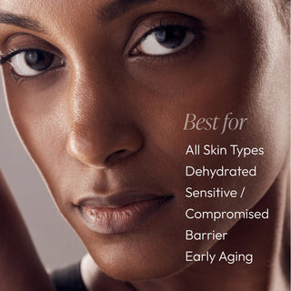 Close-up of woman with resilient glowing skin showing Circadia Cyto-Comm Revitalizing Serum is best for all skin types, dehydrated, sensitive, compromised barrier, and early aging skin