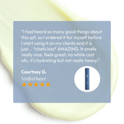 Five-star verified review for Circadia Light Day Sunscreen SPF 37 — Courtney G. praises it as hydrating, lightweight, no white cast, and great-smelling for daily use