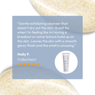 Circadia Micro-Exfoliating Honey Cleanser five-star verified buyer review praising gentle exfoliation and smooth glowy finish