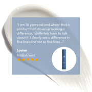 Five-star verified review for Circadia Nighttime Repair Retinol Cream — Louisa says she clearly sees a difference in fine lines and wrinkles