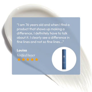 Five-star verified review for Circadia Nighttime Repair Retinol Cream — Louisa says she clearly sees a difference in fine lines and wrinkles