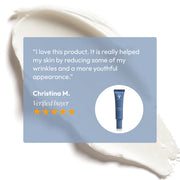 Five-star verified customer review for Circadia Phito-Pep 1.6 Antioxidant Lotion praising wrinkle reduction and youthful appearance