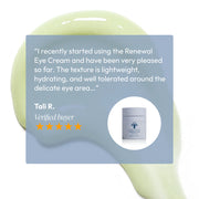 Five-star verified customer review for Circadia Renewal Eye Cream praising its lightweight, hydrating texture around the delicate eye area