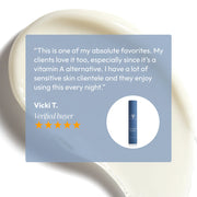 Five-star verified review for Circadia Revita-Cyte Complex Revitalizing Lotion — Vicki T. calls it a favorite vitamin A alternative she recommends for sensitive skin clients to use nightly