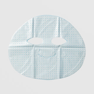 Epicutis Lipid Recovery Mask for Face unfolded light blue dotted sheet mask showing eye and nose cutouts on a light gray background