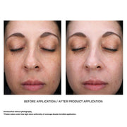 Unretouched clinical before and after photos showing uniform invisible coverage of Skinbetter Science sunbetter SHEER SPF 70 Sunscreen Lotion under visible light