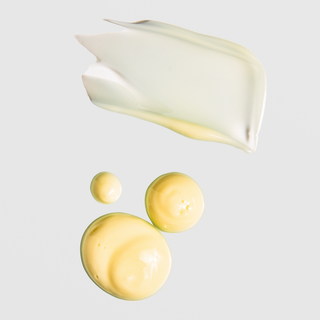 Cream and gel texture swatches of ALASTIN Renewal Retinol on light background