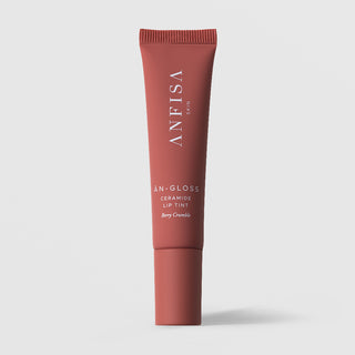 Anfisa Skin AN-GLOSS Ceramide Lip Tint in Berry Crumble shade in mauve rose squeeze tube for tinted hydrated lips