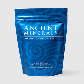 Ancient Minerals Magnesium Bath Flakes 1.65 lb resealable blue pouch, ultra pure magnesium chloride for body and foot soaks