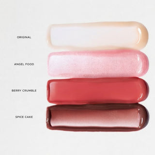 Swatches of all four shades of the Anfisa An-Gloss lip tint and treatment