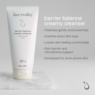 Face Reality Barrier Balance Creamy Cleanser benefits – gently cleanses, soothes, supports skin barrier and microbiome, acne-safe