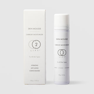 CO2Lift Skin Mousse Carboxy Moisturizer with white retail box packaging, 60g 2.12 oz hydrating anti-aging carboxy facial moisturizer for all skin types