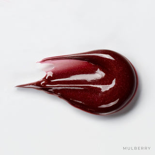 Le Mieux Ceramide Lip Glaze Mulberry shade texture swatch, deep berry hydrating tinted lip treatment