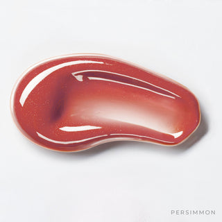 Le Mieux Ceramide Lip Glaze Persimmon shade texture swatch, warm red hydrating tinted lip treatment