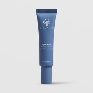 Circadia Aqua-Biotic Balancing Moisturizer 59mL 2 fl oz blue squeeze tube on light gray background