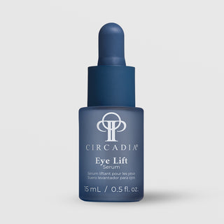 Circadia Eye Lift Serum 15mL 0.5 fl oz dark blue dropper bottle on light gray background