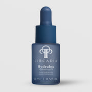 Circadia Hydralox Hydrating Oil 15mL 0.5 fl oz dark blue dropper bottle on light gray background