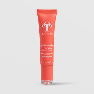 Circadia Lip Renewing Hydrator Watermelon 12mL 0.4 fl oz coral orange squeeze tube on light gray background