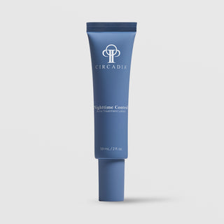 Circadia Nighttime Control Acne Treatment Lotion 59mL 2 fl oz blue squeeze tube on light gray background
