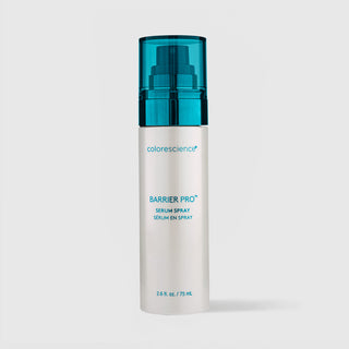 Colorescience Barrier Pro Serum Spray white bottle with teal transparent cap, 2.6 fl oz 75ml