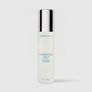 Colorescience Hydrating Mist white frosted spray bottle with silver cap, 2.7 fl oz 80ml