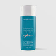 Colorescience Sunforgettable Total Protection Face Shield Glow SPF50 teal bottle with silver cap, 100% mineral chemical-free water resistant, 1.8 fl oz 55ml