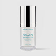 Colorescience Total Eye Firm and Repair Cream clear glass bottle with silver cap, 0.6 fl oz 18ml