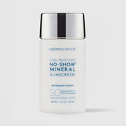Colorescience Total Protection No-Show Mineral Sunscreen SPF50 white frosted bottle with silver cap, all-mineral actives broad spectrum water resistant, 1.7 fl oz 50ml