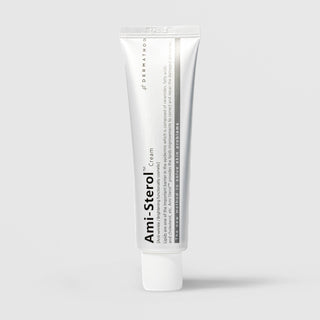 Dermathod Ami-Sterol Cream in silver and white squeeze tube with white cap for anti-wrinkle and skin barrier repair
