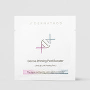 Single Dermathod Derma Priming Peel Booster packet in white holographic foil packaging for PHA and LHA exfoliating peel pad
