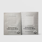 Two Dermathod Derma Revive Triple Action Mask packets in silver foil packaging for soothing brightening and skin barrier protection