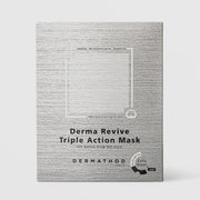 Single Dermathod Derma Revive Triple Action Mask in silver foil packet showing soothing skin barrier and brightening claims