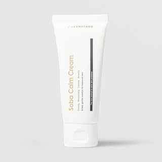 Dermathod Soba Calm Cream in white squeeze tube with white cap for cooling calming and moisturizing balanced skin