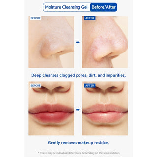 Dr. esthe Moisture Cleansing Gel before and after - visibly cleaner pores and removed makeup residue after deep cleansing