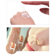 Dr. esthe Rejuvenating PDRN Ampoule texture - lightweight milky serum shown dripping on hand and absorbing into glowing skin