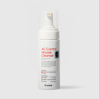 Dr.esthé AC Control Mousse Cleanser 150ml foam pump cleanser for oily and blemish-prone skin with salicylic acid, aloe barbadensis leaf water, and tea tree leaf oil