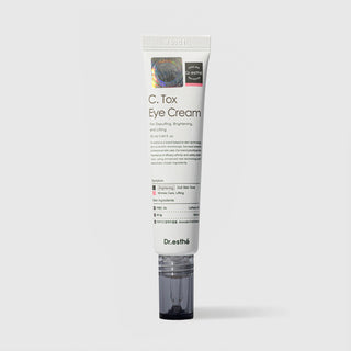 Dr.esthé C. Tox Eye Cream 25ml tube with massage applicator for depuffing, brightening, and lifting with caffeine 3%, retinol, and avocado fruit extract