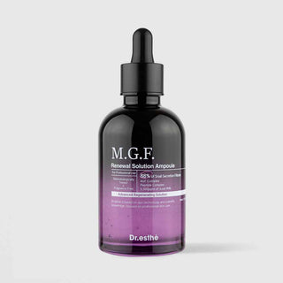 Dr.esthé M.G.F. Renewal Solution Ampoule 150ml purple glass dropper bottle with 88% snail secretion filtrate, 4GF Complex, peptide complex, and 5000ppm goat milk for advanced regenerating