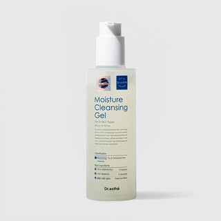 Dr.esthé Moisture Cleansing Gel 200ml pump bottle for all skin types dry and dehydrated skin with 5 probiotics, 5 ceramides, and deep sea water