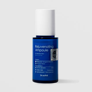 Dr.esthé Rejuvenating PDRN Ampoule 30ml blue glass pump bottle with cap for sensitive damaged and irritated skin with PDRN, propolis extract, and sodium hyaluronate