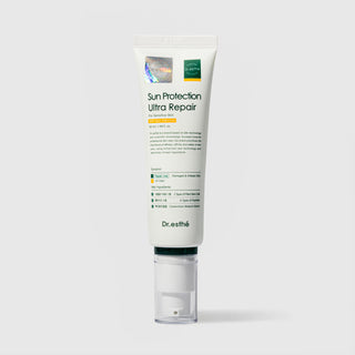 Claude responded: Dr.Dr.esthé Sun Protection Ultra Repair SPF50+ PA++++ 50ml tube with roller applicator for sensitive damaged and irritated skin with 2 types of plant stem cells, 6 types of peptides, and Cynanchum Atratum extract