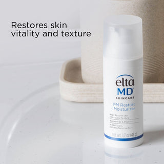 EltaMD PM Restore Moisturizer restores skin vitality and texture overnight, niacinamide peptide night cream