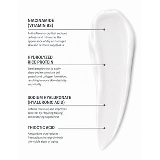 EltaMD PM Restore Moisturizer ingredients: niacinamide, hydrolyzed rice protein, hyaluronic acid, thioctic acid