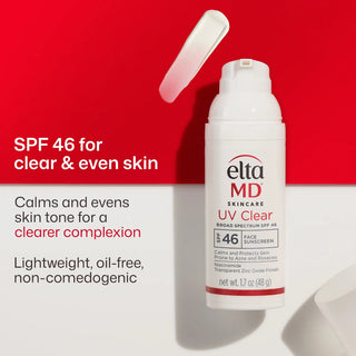 EltaMD UV Clear Untinted SPF 46 oil-free niacinamide sunscreen for acne and rosacea-prone skin, non-comedogenic