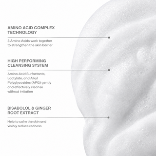 EltaMD Skin Recovery Amino Acid Foaming Cleanser ingredients: amino acid complex, bisabolol, ginger root extract